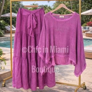 Puro Lino Italian Linen Top and Wide Leg Pants Set